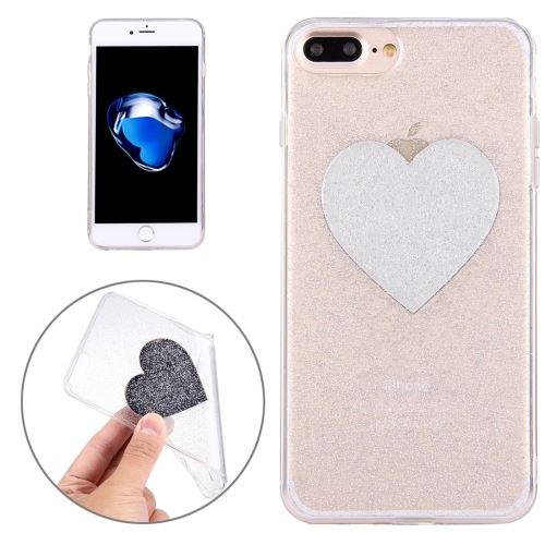 iPhone 8 Plus Coque Protection TPU Argenté Coeur Brillant ALS42678
