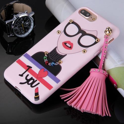 iPhone 8 Plus Coque Protection TPU Noir Feminin Visage Pendentif ALS42682