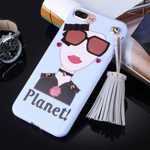 iPhone 8 Plus Coque Protection TPU Noir Feminin Visage Pendentif ALS42685