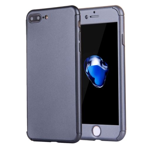 iPhone 8 Plus Coque Protection Plastique Gris Effet Métal Film Verre Trempé ALS42693
