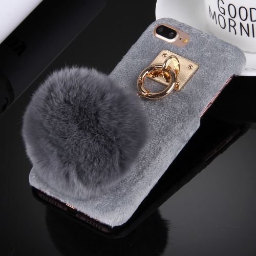 iPhone 8 Plus Coque Protection Plastique Gris Porte Clé Pompom Intégré ALS42770