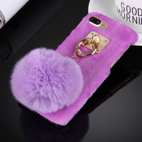 iPhone 8 Plus Coque Protection Plastique Violet Porte Clé Pompom Intégré ALS42773