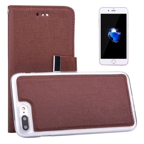 iPhone 8 Plus Housse Etui Cuir PU Café Texture Litchi Séparable Porte Feuille ALS42785