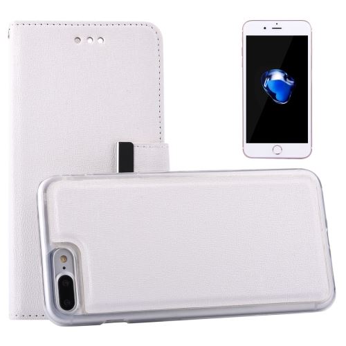 iPhone 8 Plus Housse Etui Cuir PU Blanc Texture Litchi Séparable Porte Feuille ALS42790