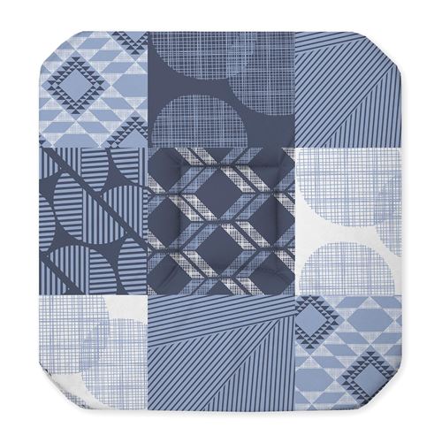 Galette 4 rabats 36 x 36 x 3.5 cm polyester imprime dalea Bleu