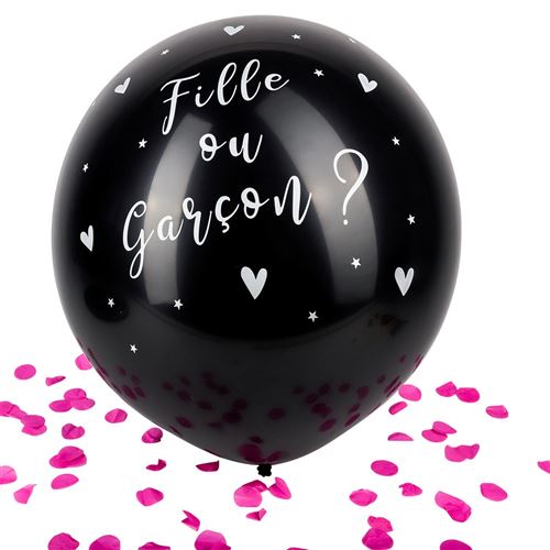 ballon géant noir gender reveal party fille 60 cm - 79211
