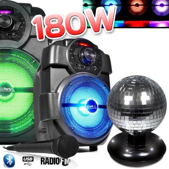 Enceintes, baffle et amplis DJ Party Light & Sound Enceinte Lumineuse  sur batterie USB Bluetooth Karaoke Enfant PARTY LEO-250 - Micro - Jeu de  Lumière - Boum - Anniversaire