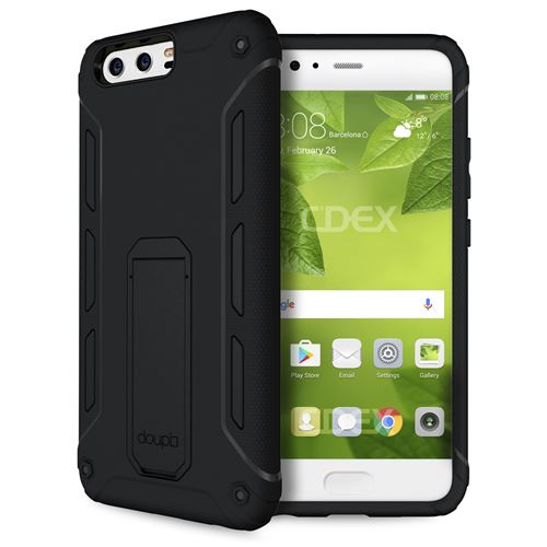 doupi Ultra Kickstand Coque pour Huawei P10 avec Support intégré couvercle ouvrable Couverture protection, noir