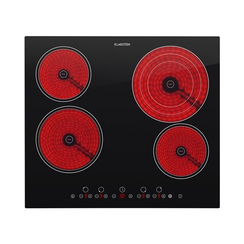 Table De Cuisson - Klarstein Virtuosa - Plaque De Cuisson - 6500W - 4 Zones - Minuterie - Noir