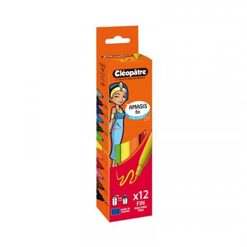 Boîte de 12 feutres Pharaon Amasis pointe fine 2mm - Cléopâtre