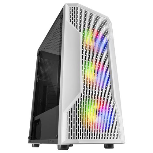 Boîtier PC ATX Mars Gaming MCA Blanc 3 Ventilateurs FRGB Panneau Latéral