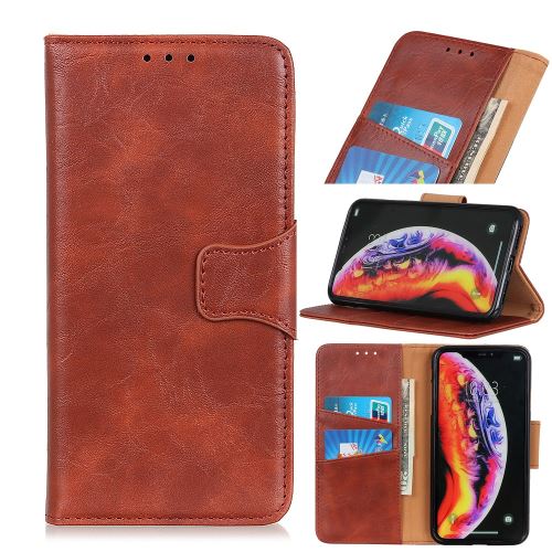 Etui en PU surface de cheval fou avec support marron pour votre Huawei Honor 9X Pro