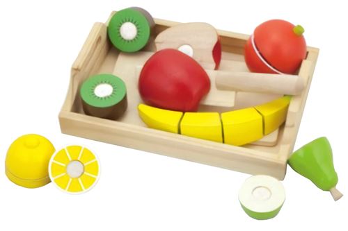 Viga Toys fruits en bois sur plateau 9 pièces