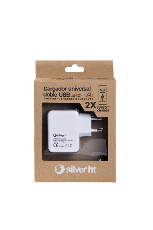 SilverHT 111911040199 – Chargeur Universel de 4.8 A avec Double USB, Blanc