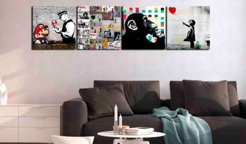 Tableau - Banksy Collage (4 Parts) .Taille : 80x80