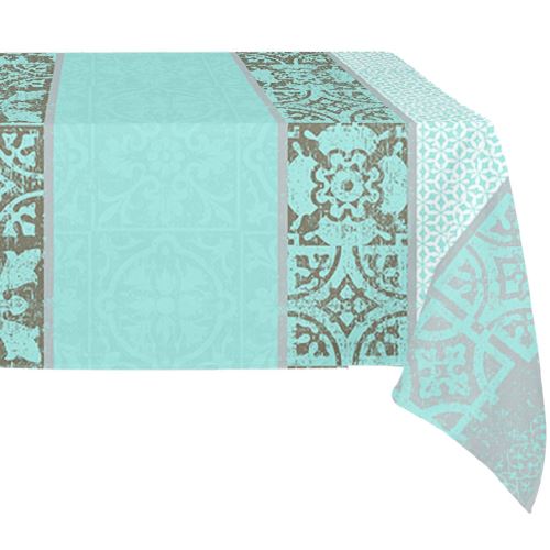 Nappe enduite AZULEJOS 150 x 150 cm - gris et bleu