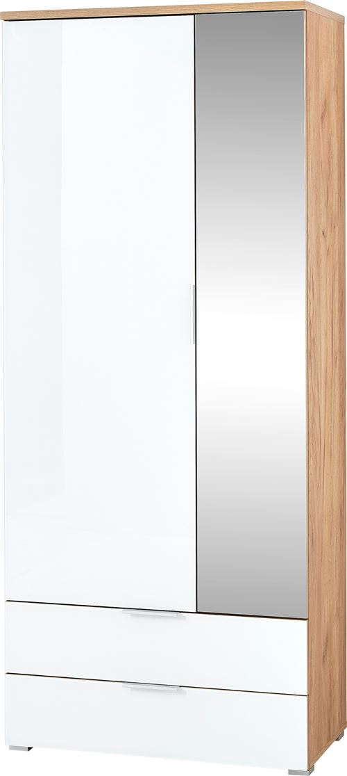 Armoire-penderie coloris chêne-Navarra repro/Blanc - Dim : 84 x 196 x 40 cm -PEGANE-