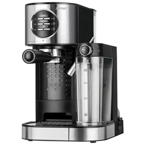 Machine à café, espresso et cappuccino 20 bars, mousseur à lait,  chauffe-tasses, mpm, mkw-08m, 1350, argent - Conforama