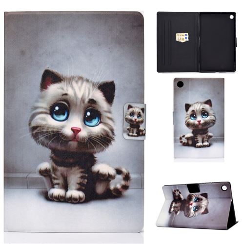 Etui en PU impression de motifs avec support bébé chat pour votre Lenovo Tab M10 Plus TB-X606F