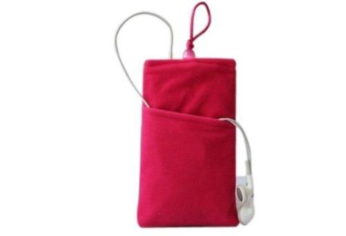 Pochette Velours Kangourou NOVAGO Pour Smartphones Grands Formats Jusqu'à 6.0'' - Taille L 10x16.4cm - Rose