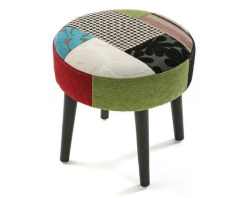 tabouret rond patchwork - Taille 35 x 35 x 35 cm