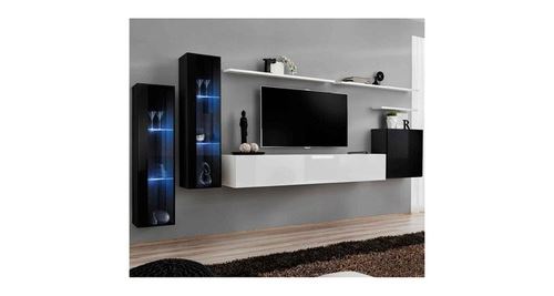 Meuble tv mural design switch xi 330cm blanc & noir