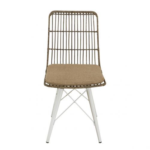 Lot de 2 chaises scandi rotin/kubu et métal blanc SYDNEY