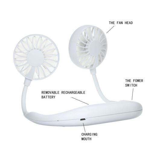 Ventilateur portable Tour de cou réglable à 360 ° pour les sports, alimenté  par USB vert - Ventilateur à la Fnac