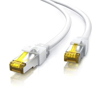 Câble réseau Ethernet (RJ45) catégorie 6A S/FTP jaune compatible avec Box  Internet PS5 PS4 Xbox Routeur Switch Modem Décodeur TV