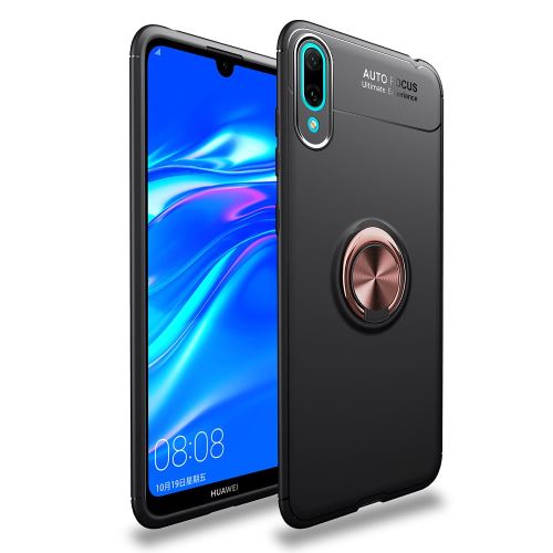 Coque en TPU béquille anneau de doigt noir/rose or pour votre Huawei Enjoy 9/Y7 Pro (2019)