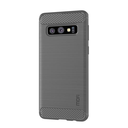 Coque en TPU fibre de carbone gris pour votre Samsung Galaxy S10