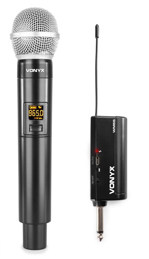 Vonyx Wm55 - Microphone Sur Batterie Plug-And-Play Uhf Sans Fil - Avec Récepteur Plug-In, 10 Canaux, Distance 30 À 50 M.