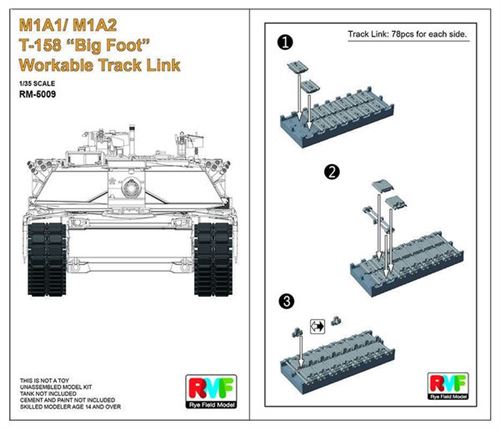 M1a1/ M1a2 T-158big Footworkable Track Link- 1:35e - Rye Field Model