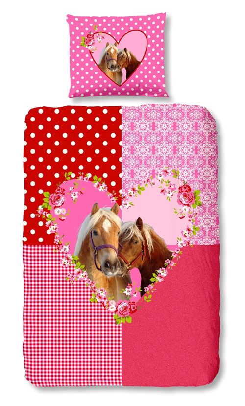 Good Morning housse de couette Sweet Horse 135 x 200 cm rose
