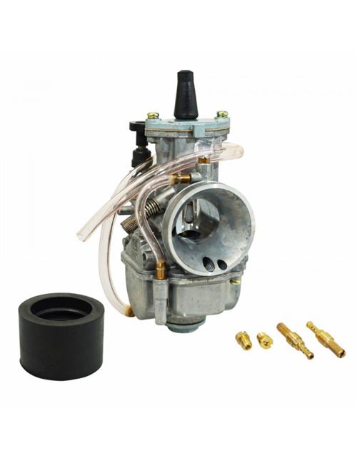 Carburateur p2r pwk 26 power jet entre air poli avec coude tournant (boisseau plat) (type keihin) -qualite premium- -p2r-