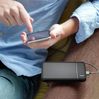 Batterie de Secours 10000mAh 2 Sorties USB 2.4A Compact et Léger Maxlife Noir