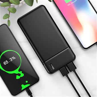 Batterie de Secours 10000mAh 2 Sorties USB 2.4A Compact et Léger Maxlife Noir