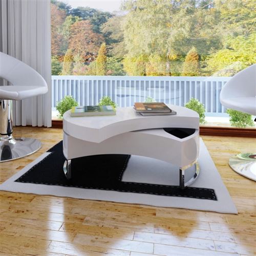 vidaXL Table basse à forme réglable Haute brillance Blanc