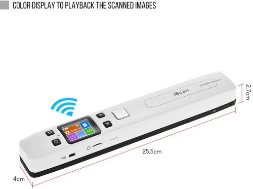 WiFi sans Fil Document Scanner 1050 DPI Scanner Portable Scanner de Poche  Pen JPG de Soutien PDF