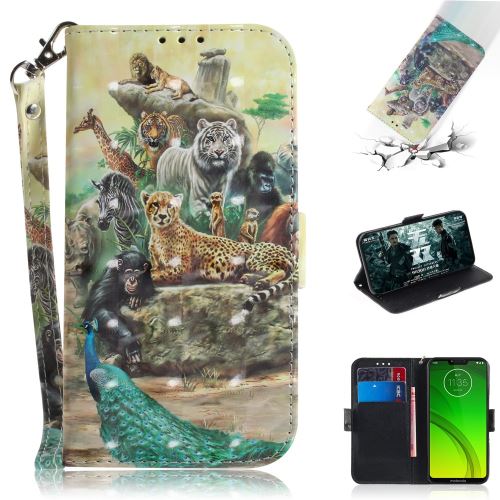 Etui en PU motif imprimé décor de points lumineux support magnétique monde animal pour votre Motorola Moto G7 Power