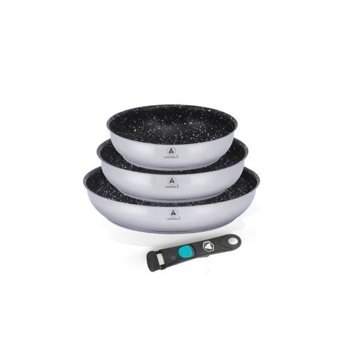 Lot de poêles 4 pièces en inox greblon Série Astuces Créatives Qualité Pro