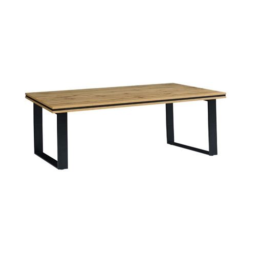 Table basse pour votre salon MALAGA. Coloris chêne wotan et métal noir. Design et tendance