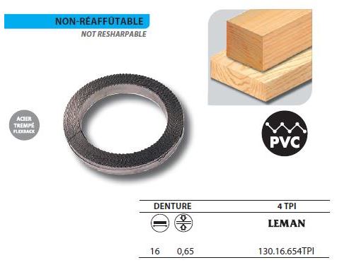 Leman - 1 Rouleau de 50 mètres Lame scie à ruban en acier trempé Flexback 16x0,65 4TPI