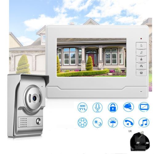 HD 7 pouces couleur LCD visiophone Intercom Sonnette caméra de vision nocturne Royaume-Uni