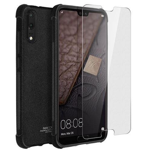 Imak Impact Coque Huawei P20 Coque Silicone Souple + Film Hydrogel Flexible Noir