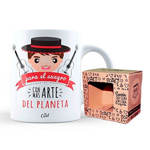 Mr Cool Mug 33 cl dans Une boîte Cadeau avec Message pour Le suegro avec Mas Art du Planète, céramique, Multicolore, 15 x 10 x 5 cm