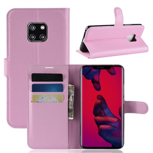 Etui en PU litchi flip rose pour votre Huawei Mate 20 Pro