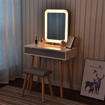 Coiffeuse LED Elecwish avec miroir carré - Achat & prix | fnac