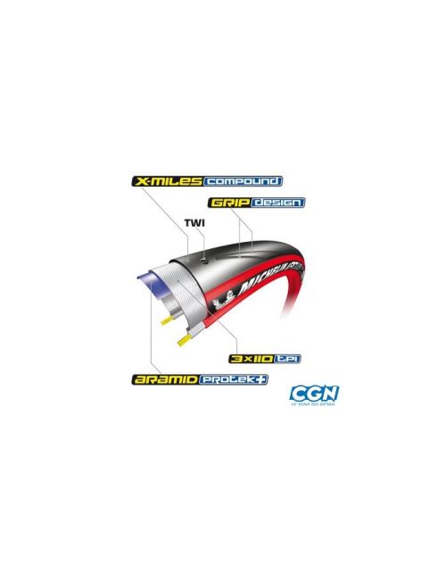 Pneu route 700x25 ts michelin power endurance rouge 230 gr (25-622)