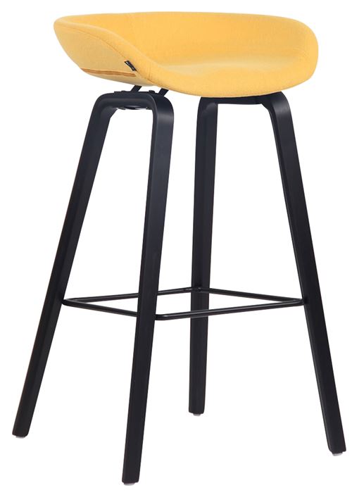 Tabouret de bar Anaheim en feutrine à 4 pieds , Jaune/Bois de chêne Noir